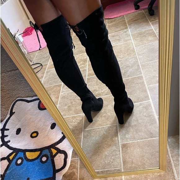 Black suede like tall boots - Picture 5 of 7